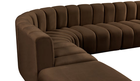 Briar Brown 161 Velvet Upholstered Modular Sectional, 10-Piece