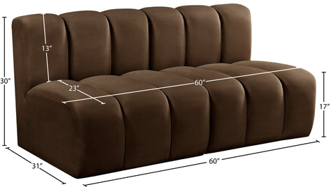 Briar Brown 60 Velvet Upholstered Modular Sectional , 2-Piece (Style 1)