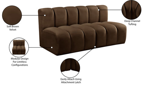 Briar Brown 60 Velvet Upholstered Modular Sectional , 2-Piece (Style 1)