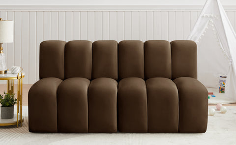 Briar Brown 60 Velvet Upholstered Modular Sectional , 2-Piece (Style 1)
