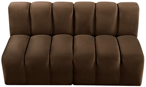 Briar Brown 60 Velvet Upholstered Modular Sectional , 2-Piece (Style 1)