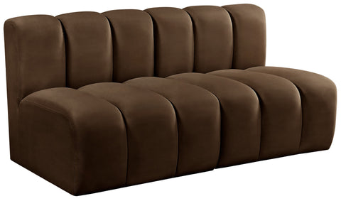 Briar Brown 60 Velvet Upholstered Modular Sectional , 2-Piece (Style 1)