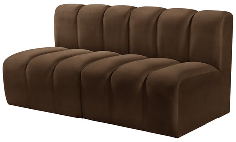 Briar Brown 60 Velvet Upholstered Modular Sectional , 2-Piece (Style 1)