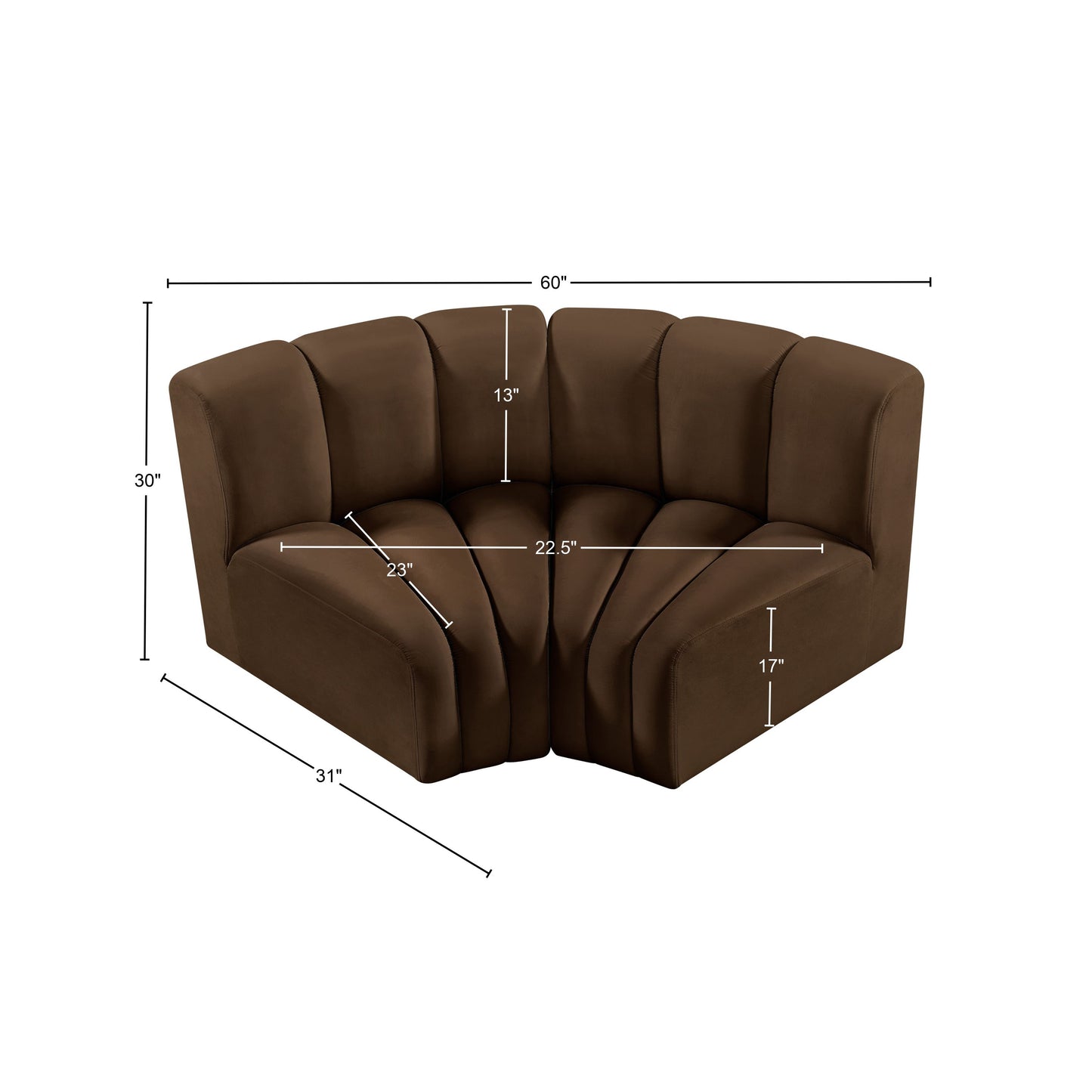 zara brown velvet modular sofa s2b