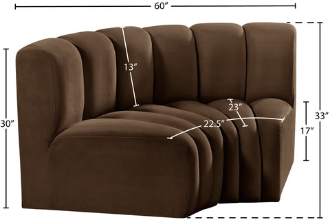 Briar Brown 60 Velvet Upholstered Modular Sectional , 2-Piece (Style 2)