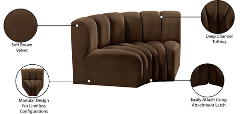 Briar Brown 60 Velvet Upholstered Modular Sectional , 2-Piece (Style 2)