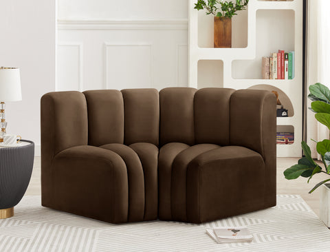Briar Brown 60 Velvet Upholstered Modular Sectional , 2-Piece (Style 2)