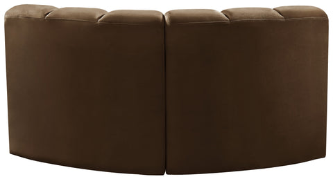 Briar Brown 60 Velvet Upholstered Modular Sectional , 2-Piece (Style 2)