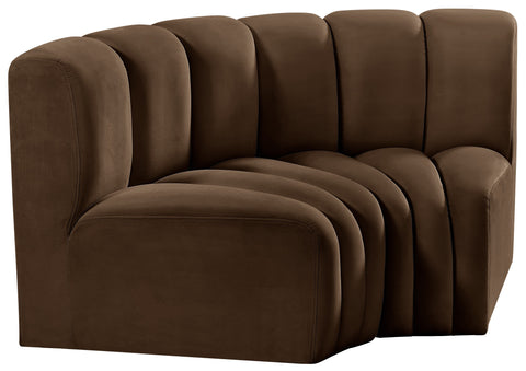 Briar Brown 60 Velvet Upholstered Modular Sectional , 2-Piece (Style 2)