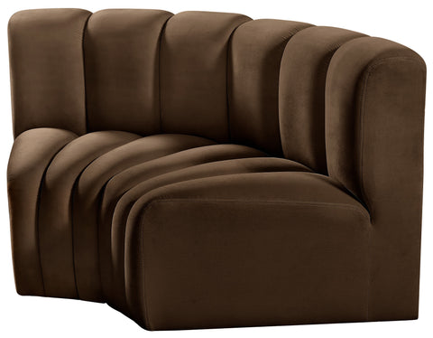 Briar Brown 60 Velvet Upholstered Modular Sectional , 2-Piece (Style 2)