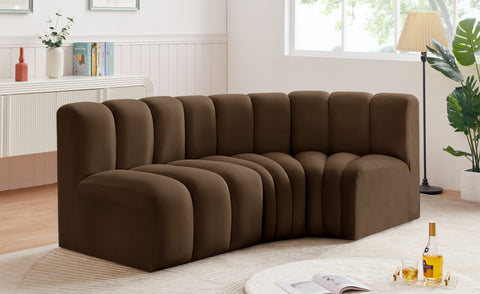 Briar Brown 84 Velvet Upholstered Modular Sectional, 3-Piece