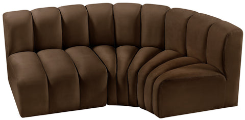 Briar Brown 84 Velvet Upholstered Modular Sectional, 3-Piece