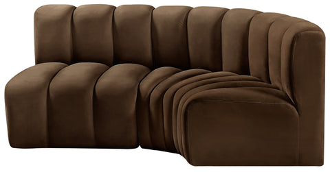 Briar Brown 84 Velvet Upholstered Modular Sectional, 3-Piece