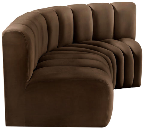 Briar Brown 84 Velvet Upholstered Modular Sectional, 3-Piece