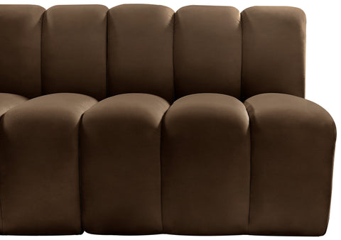 Briar Brown 84 Velvet Upholstered Modular Sectional, 3-Piece