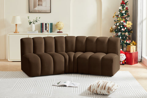 Briar Brown 86 Velvet Upholstered Modular Sectional, 3-Piece