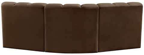 Briar Brown 86 Velvet Upholstered Modular Sectional, 3-Piece