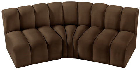 Briar Brown 86 Velvet Upholstered Modular Sectional, 3-Piece