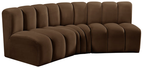 Briar Brown 86 Velvet Upholstered Modular Sectional, 3-Piece