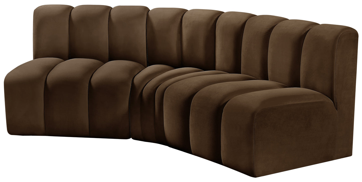 zara brown velvet modular sofa s3b