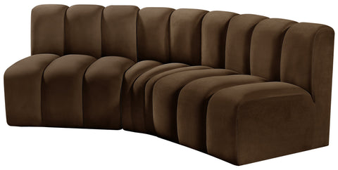 Briar Brown 86 Velvet Upholstered Modular Sectional, 3-Piece