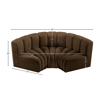 Zara Brown Velvet Modular Sofa S3C