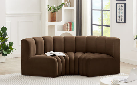 Briar Brown 80 Velvet Upholstered Modular Sectional, 3-Piece