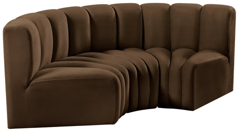 Briar Brown 80 Velvet Upholstered Modular Sectional, 3-Piece