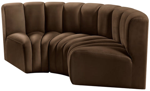Briar Brown 80 Velvet Upholstered Modular Sectional, 3-Piece