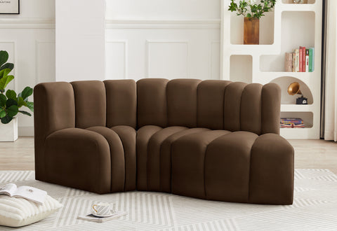 Briar Brown 70 Velvet Upholstered Modular Sectional, 3-Piece