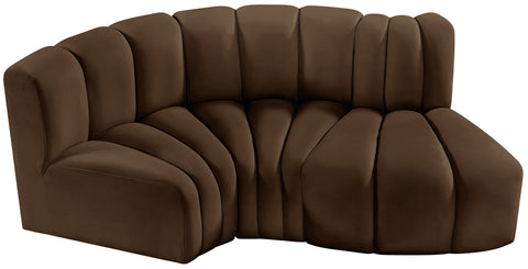 Briar Brown 70 Velvet Upholstered Modular Sectional, 3-Piece