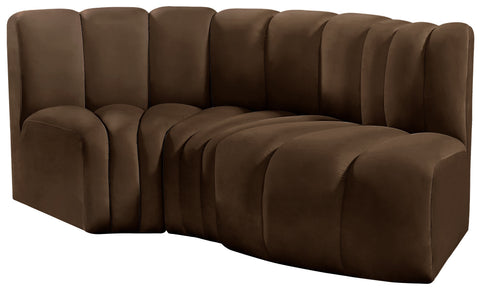 Briar Brown 70 Velvet Upholstered Modular Sectional, 3-Piece