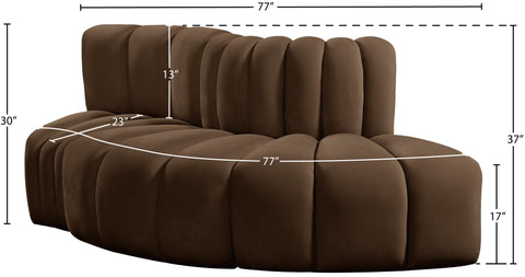 Briar Brown 77 Velvet Upholstered Modular Sectional, 3-Piece