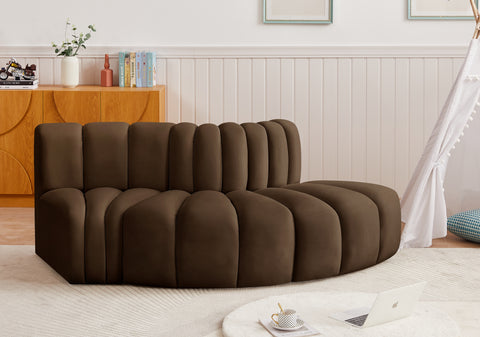 Briar Brown 77 Velvet Upholstered Modular Sectional, 3-Piece