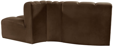 Briar Brown 77 Velvet Upholstered Modular Sectional, 3-Piece