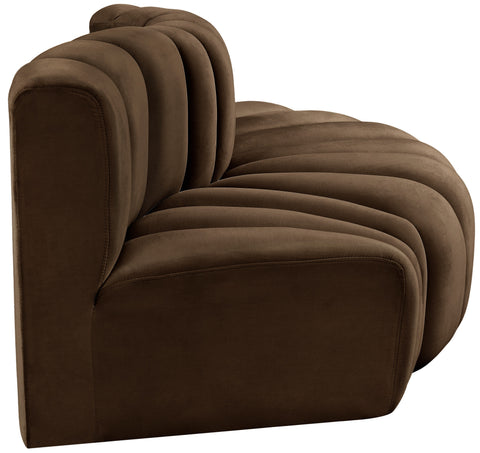 Briar Brown 77 Velvet Upholstered Modular Sectional, 3-Piece