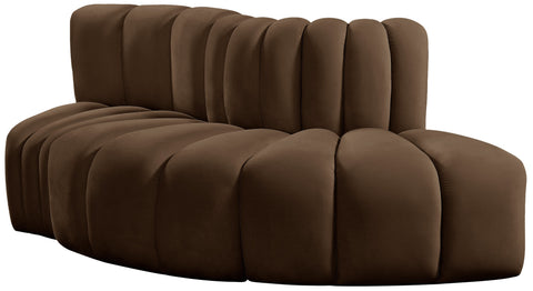 Briar Brown 77 Velvet Upholstered Modular Sectional, 3-Piece