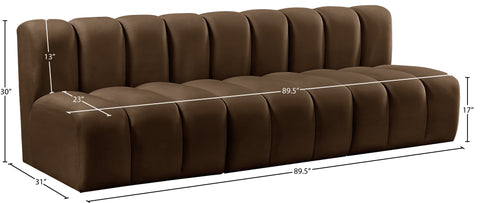 Briar Brown 89.5 Velvet Upholstered Modular Sectional, 3-Piece