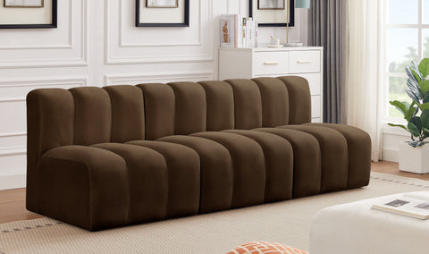 Briar Brown 89.5 Velvet Upholstered Modular Sectional, 3-Piece