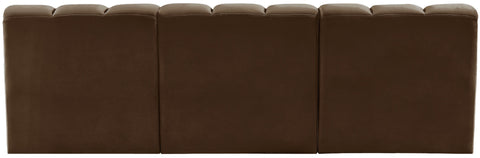 Briar Brown 89.5 Velvet Upholstered Modular Sectional, 3-Piece