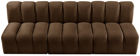 Briar Brown 89.5 Velvet Upholstered Modular Sectional, 3-Piece