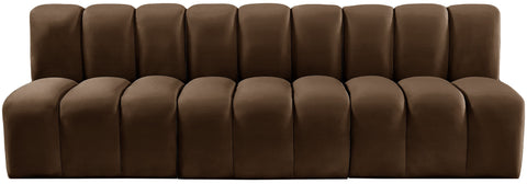 Briar Brown 89.5 Velvet Upholstered Modular Sectional, 3-Piece
