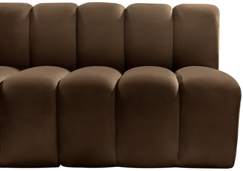 Briar Brown 89.5 Velvet Upholstered Modular Sectional, 3-Piece