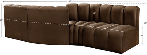 Briar Brown 108 Velvet Upholstered Modular Sectional, 4-Piece