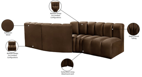 Briar Brown 108 Velvet Upholstered Modular Sectional, 4-Piece