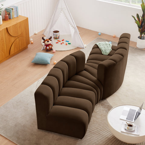 Briar Brown 108 Velvet Upholstered Modular Sectional, 4-Piece