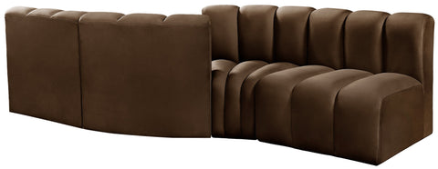 Briar Brown 108 Velvet Upholstered Modular Sectional, 4-Piece