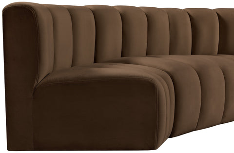 Briar Brown 108 Velvet Upholstered Modular Sectional, 4-Piece