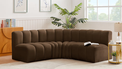 Briar Brown 103 Velvet Upholstered Modular Sectional, 4-Piece