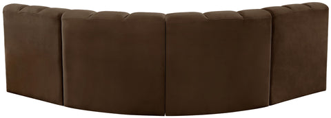 Briar Brown 103 Velvet Upholstered Modular Sectional, 4-Piece